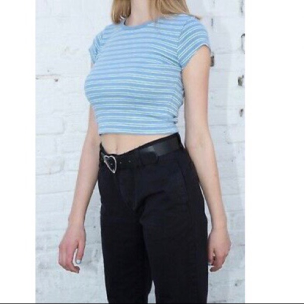 Brandy Melville blue striped baby tee 💙